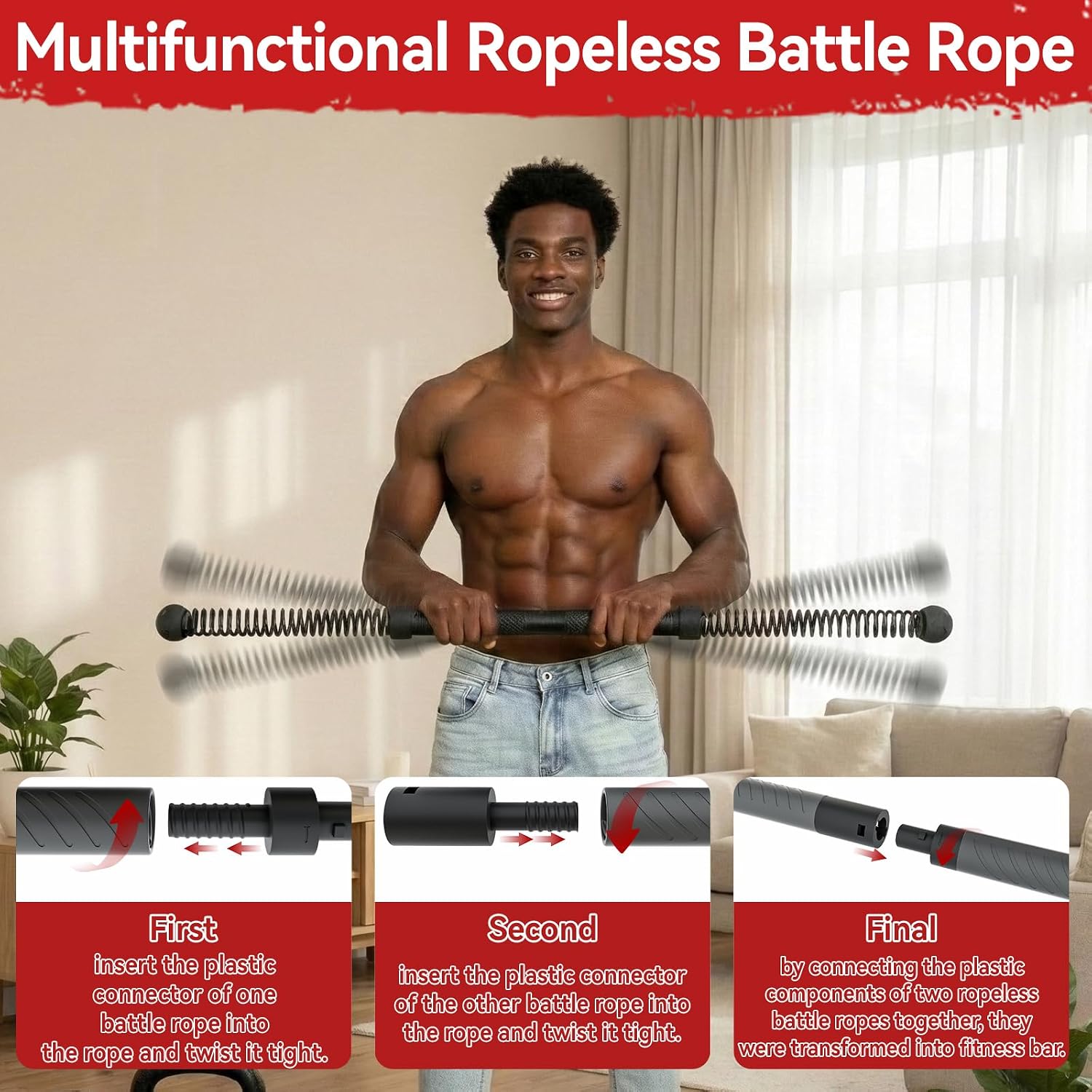 2-in-1 Cordless Battle Rope Po - Crossfit Gym ulasan dan harga