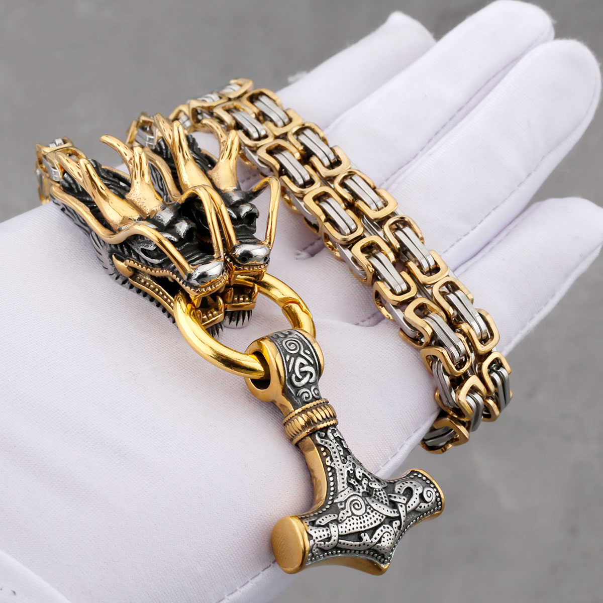 Kalung kepala naga Viking baja - Battle Rope Anchor ulasan dan harga